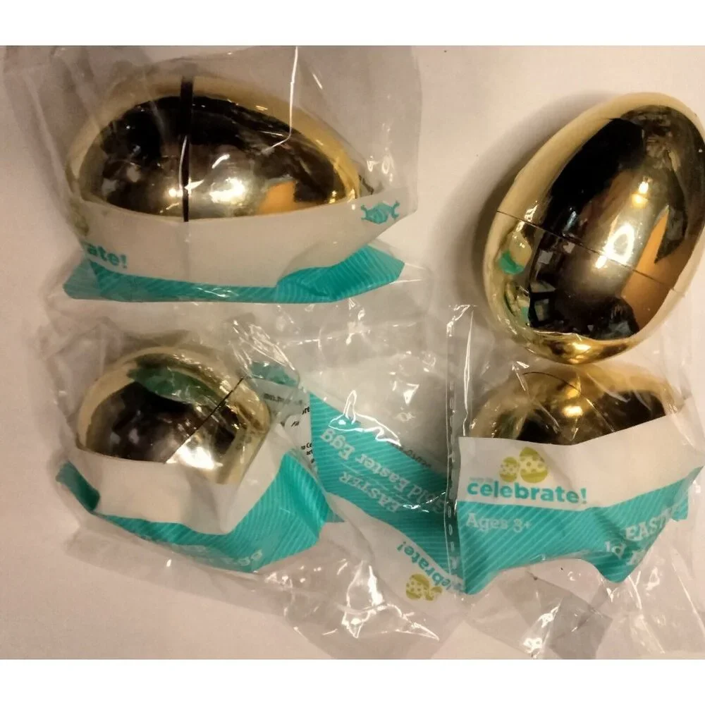 Golden Easter Egg Fillable Hunt Party Favor Gold Prize lot 16